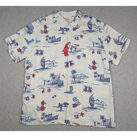 Kahala Aloha Men Shirt 3XL NWT‎ Hawaiian Island Village Fish Boating